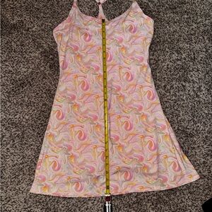 Retro Swirl Fitness Athletic Dress | Active Bodysuit Dress with Pockets